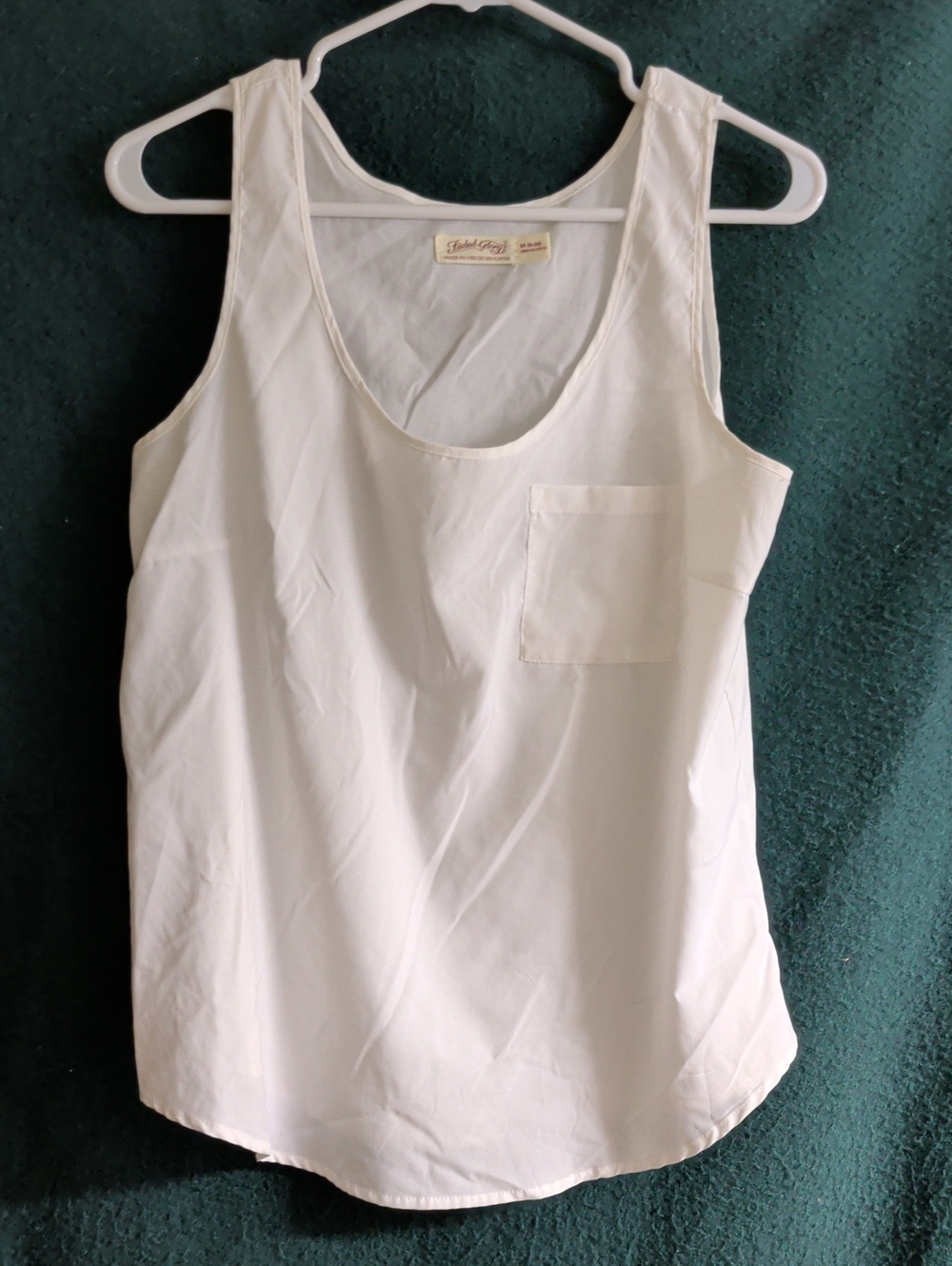Faded Glory Cream Scoop Neck Tank with Chest Pocket